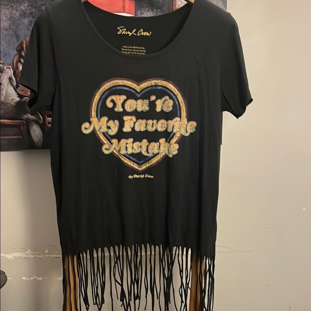 Sheryl crow Black Short Sleeve Fringe Tee